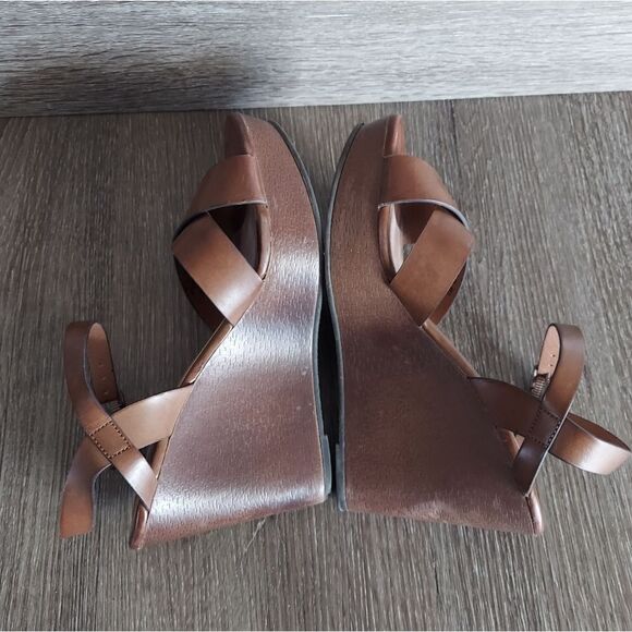 Mudd Kylie Wedge Sandals Ankle Strap Buckle - Brown - Size 6.5 - Picture 6 of 9